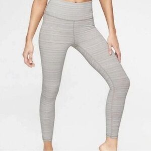 ATHLETA High-Rise Jacquard Chaturanga Leggings Tan/White S EUC